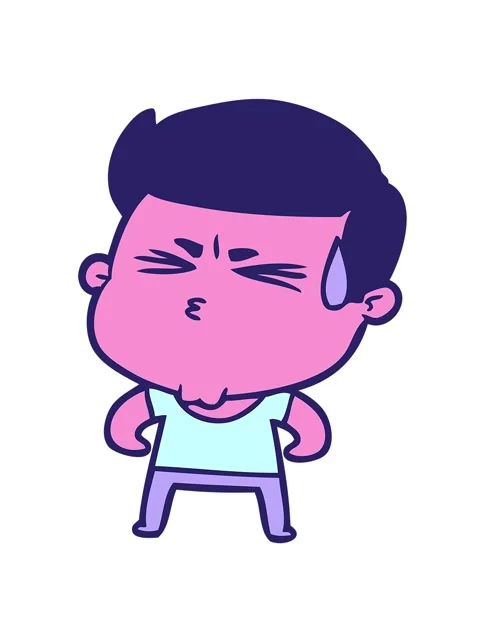Jiggle and pause animation of cartoon man sweating Stock Footage 324067916