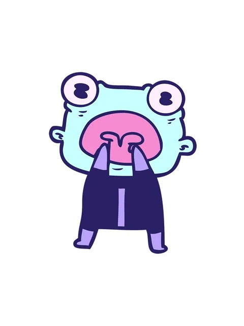 Jiggle and pause animation of cartoon weird alien communicating Stock Footage 324071888