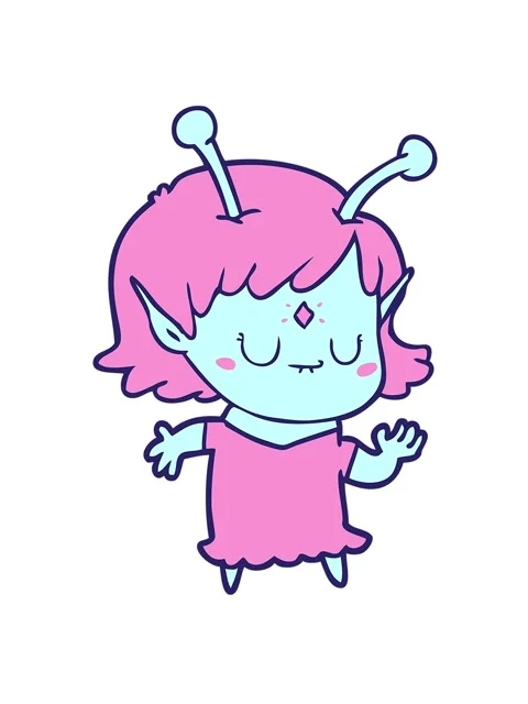 Jiggle and pause animation of a cartoon alien girl dancing Stock Footage 324154396