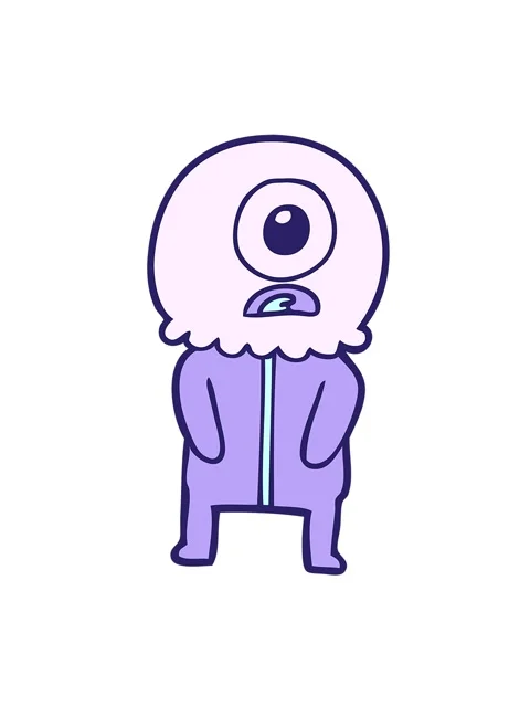 Jiggle and pause animation of cartoon of a cyclops alien spaceman Stock Footage 324226530