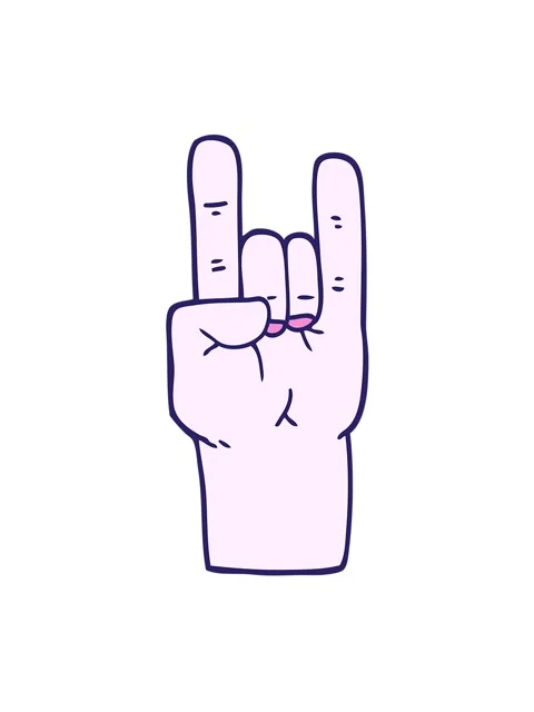 Jiggle and pause animation of cartoon doodle rock music hand Video stock 324241521