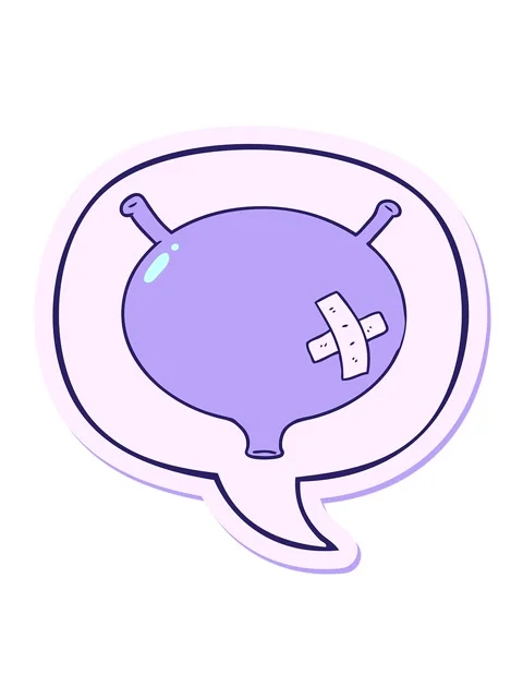 Jiggle and pause animation of cartoon bladder with speech bubble sticker Stock Footage 324246946