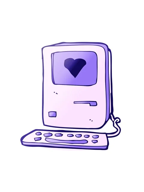 Jiggle and pause animation of cartoon old computer with love heart Stock Footage 324258961