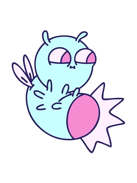 Jiggle and pause animation of cartoon of a cute glow bug Stock Footage 324300309