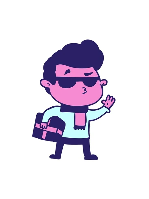 Jiggle and pause animation of cartoon of a cool guy Stock Footage 324418131