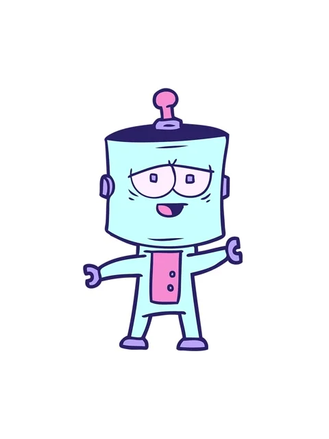Jiggle and pause animation of a cartoon robot character design Stock Footage 324426791