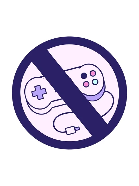 Jiggle and pause animation of cute cartoon of a no gaming sign Stock Footage 324115357