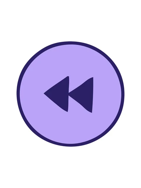 Jiggle and pause animation of cute cartoon of a rewind button Stock Footage 324137393