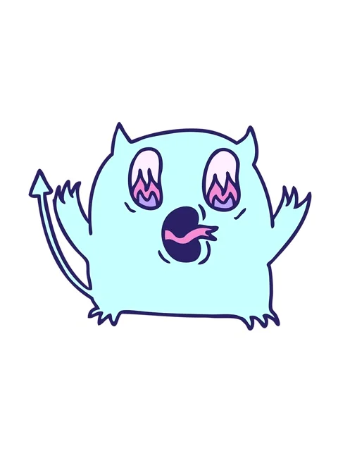 Jiggle and pause animation of freehand drawn cartoon of cute kawaii red demon Stock Footage 324424060