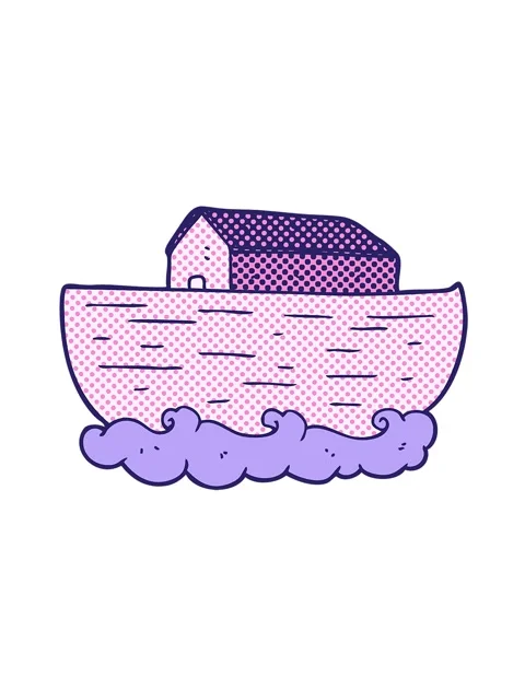 Jiggle and pause animation of freehand drawn cartoon noah's ark Stock Footage 324449026