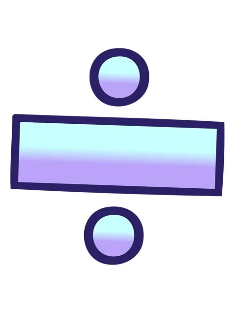 Jiggle and pause animation of gradient shaded cartoon of a division symbol Stock Footage 324485699