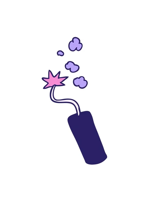 Jiggle and pause animation of hand drawn cartoon doodle of a lit dynamite sti Stock Footage 323595702