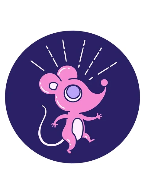 Jiggle and pause animation of icon of a tattoo style mouse character Stock Footage 324076480
