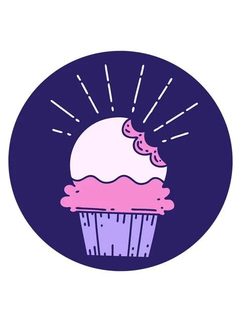 Jiggle and pause animation of icon of a tattoo style cupcake with missing bit Stock Footage 324166685