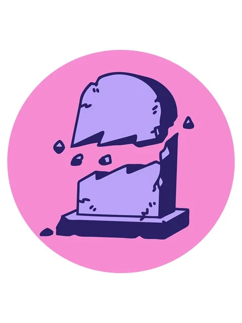 Jiggle and pause animation of iconic tattoo style image of a broken grave sto Stock Footage 324407147