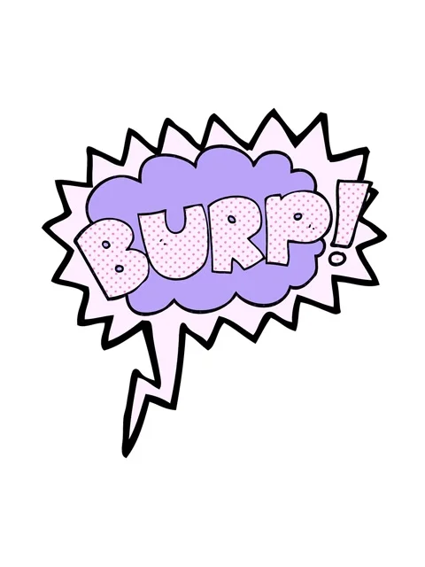 Jiggle and pause animation of speech bubble cartoon burp text Stock Footage 324156841