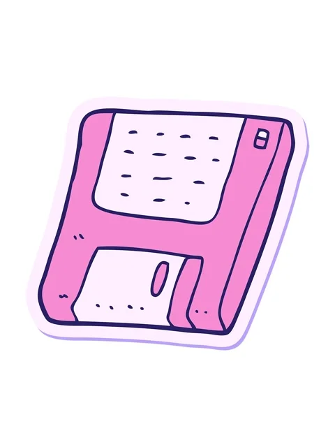 Jiggle and pause animation of sticker of a cartoon old computer disk Stock Footage 324184804