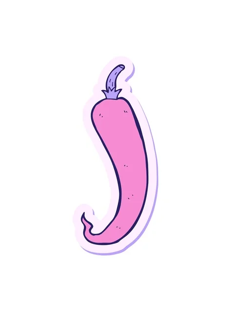 Jiggle and pause animation of sticker of a cartoon chilli pepper Stock Footage 324364500