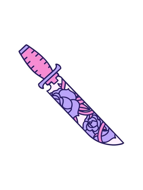 Jiggle and pause animation of tattoo style dagger and flowers Stock Footage 324465032