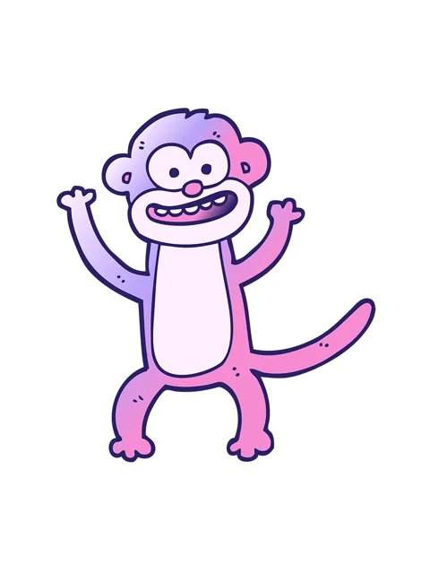 Jiggle and pause animation of vector gradient illustration cartoon monkey Stock Footage 324174382