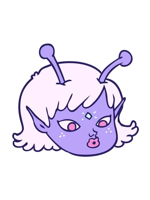 Jiggle motion animation of cartoon alien space girl face Stock Footage 324453525