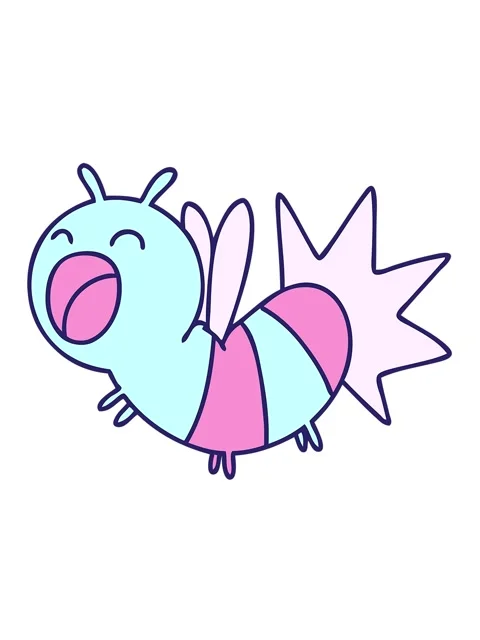 Jiggle motion animation of cartoon of a cute glowing bug Stock Footage 324334090