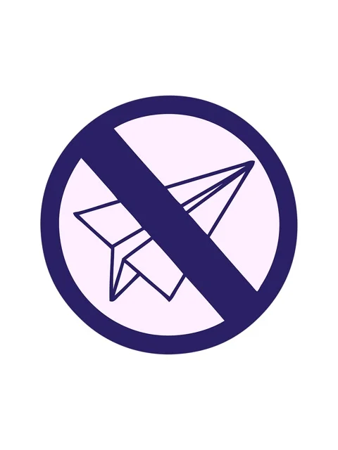 Jiggle motion animation of cute cartoon of a no paper aeroplanes allowed Stock Footage 324174208