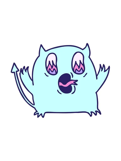 Jiggle motion animation of freehand drawn cartoon of cute kawaii red demon Stock Footage 324330094