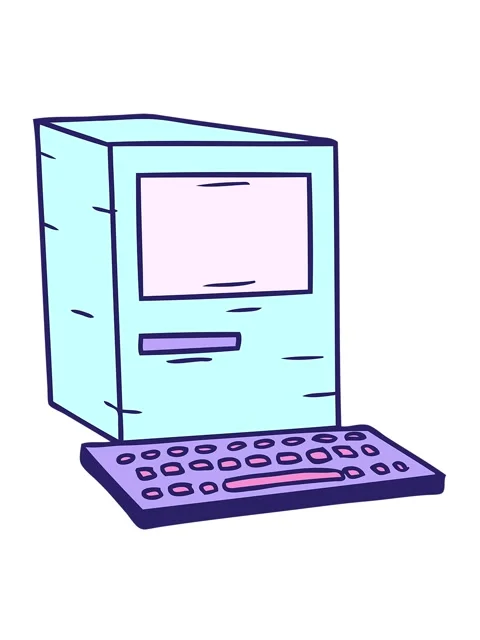 Jiggle motion animation of hand drawn cartoon doodle of a computer and keyboa Stock Footage 324288766