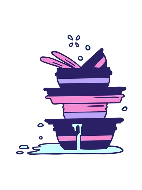 Jiggle motion animation of hand drawn cartoon doodle of a stack of dirty plat Vídeos de archivo 324477909