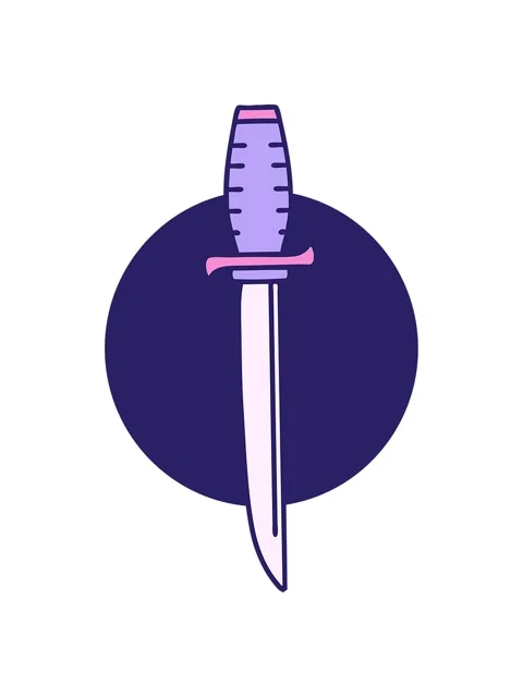 Jiggle motion animation of iconic tattoo style image of a dagger Stock Footage 324359136