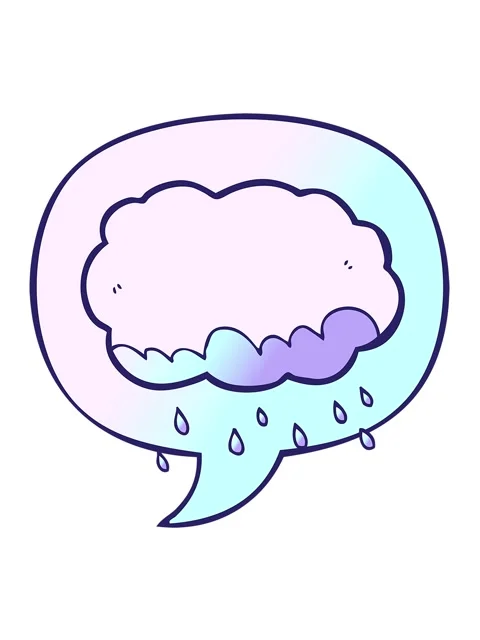 Jiggle motion animation of rain cloud with speech bubble in smooth gradient.. Stock Footage 323592695