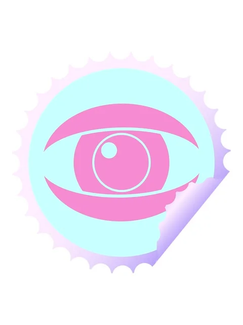 Jiggle motion animation of staring eye graphic vector circular peeling sticke Stock Footage 324347954
