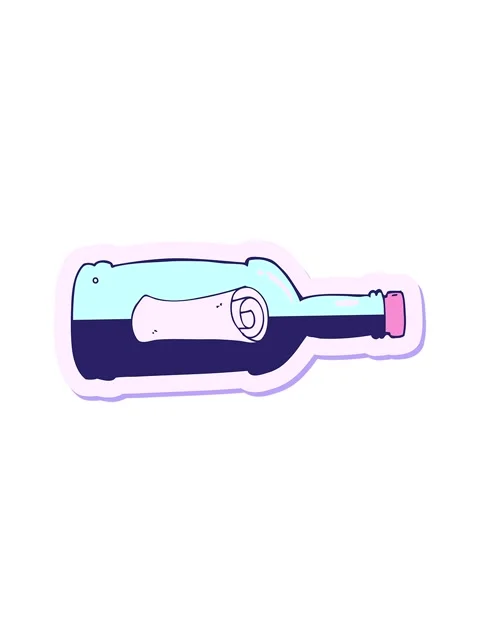 Jiggle motion animation of sticker of a message in a bottle cartoon Stock Footage 324064458