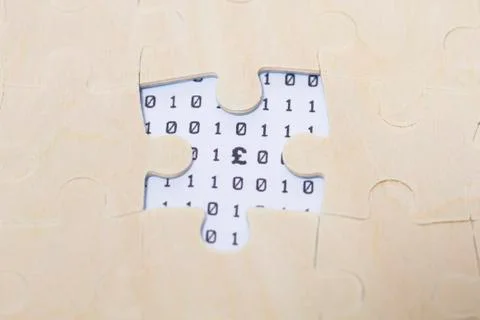 Jigsaw and pound codes, teamwork, information encryption 写真素材