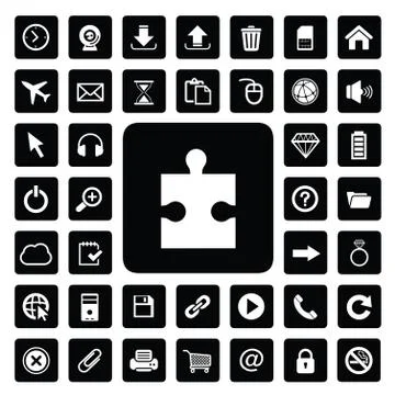 Jigsaw and technology icon set Ilustración de archivo