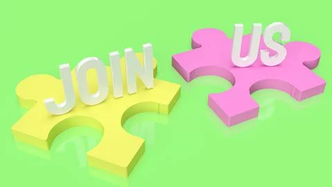 The jigsaw and text join us for abstract image 3d rendering Illustrazione stock