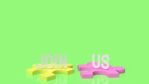 The jigsaw and text join us for abstract image 3d rendering Stockillustratie