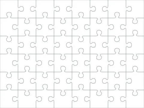 Jigsaw blank template or cutting guidelines of 48 pieces, 6 x 8 tiles vector Stock Illustration