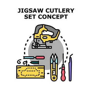 Jigsaw cutlery set concept vector illustration Stock Illustration