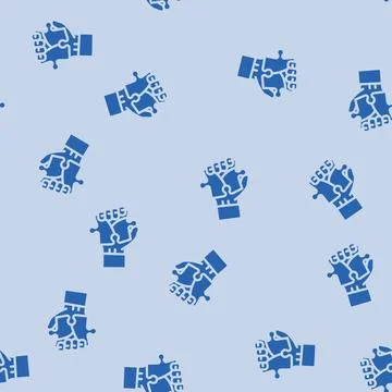 Jigsaw hand puzzle glyph vector seamless pattern Stock Illustration