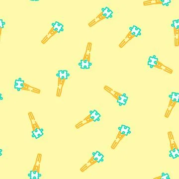 Jigsaw human puzzle vector seamless pattern Stock Illustration