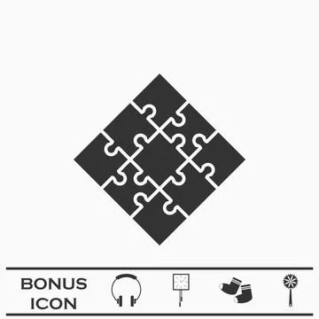 Jigsaw icon flat Stock Illustration