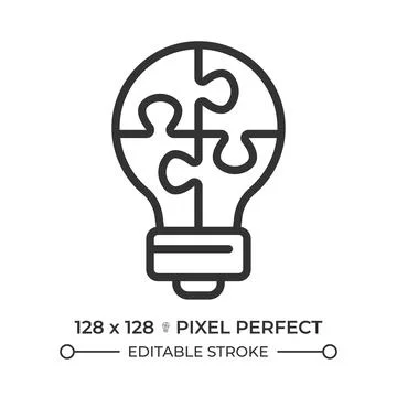 Jigsaw lamp line icon Stock Illustration