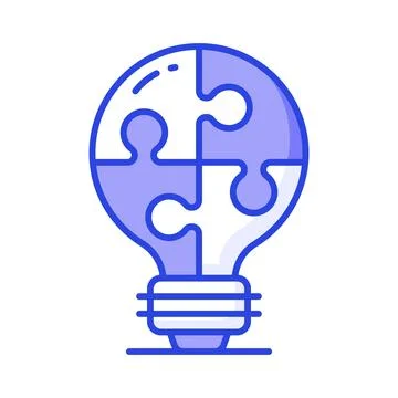 A jigsaw light bulb showing concept icon of problem solution in trendy style  스톡 일러스트