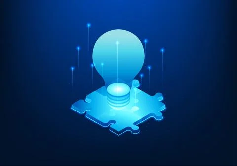 Jigsaw with the light bulb on top represents the entrepreneur who needs a t.. 스톡 일러스트
