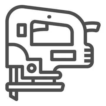 Jigsaw line icon, construction tools concept, D handle jig saw vector sign on Illustration