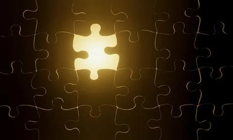 Jigsaw or puzzle. Dark black flooring. Bright gold spaces. To convey the co.. Stock Illustration