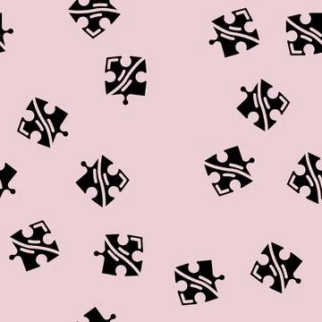 Jigsaw piece puzzle glyph vector seamless pattern Stock Illustration