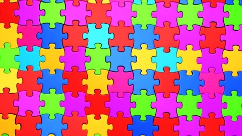 Jigsaw Piece Wave Loop in a 3D animation Stock Footage 249615689